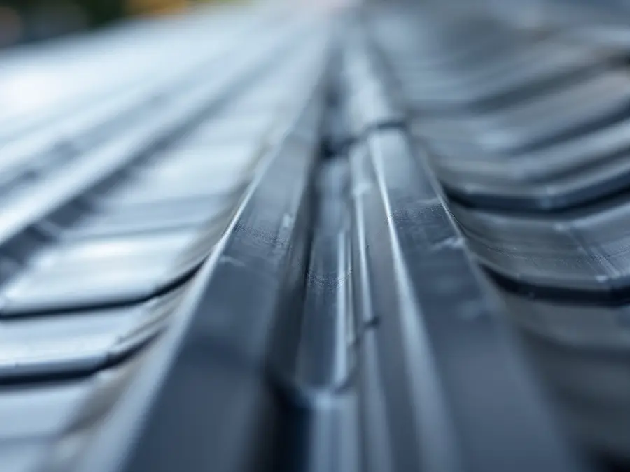 Close-up along the locked seam of a standing seam roof, no screws in sight